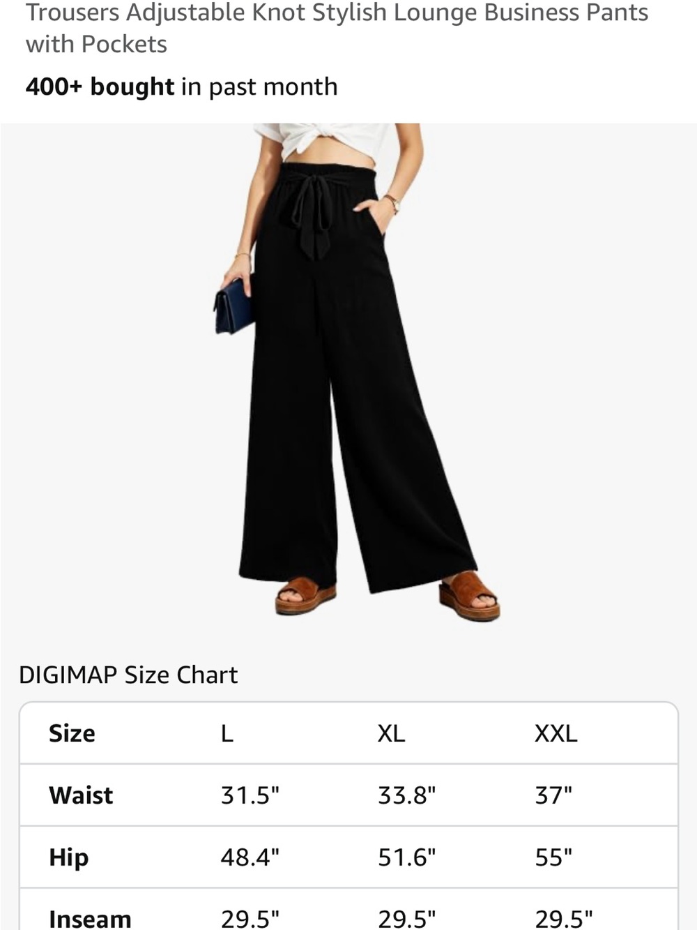 Wide-Leg Tie-Waist Pants with Pockets - Black